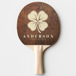 Pala De Ping Pong Madera de Nogal Oscuro Trébol de Cuatro Hojas con