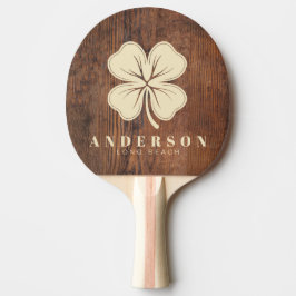 Pala De Ping Pong Madera de Nogal Oscuro Trébol de Cuatro Hojas con 