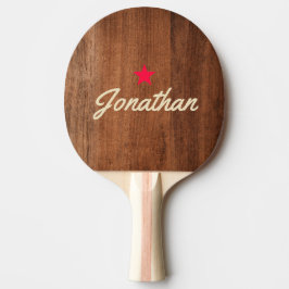 Pala De Ping Pong Madera de Nogal Rústica Estrella Vintage con Firma
