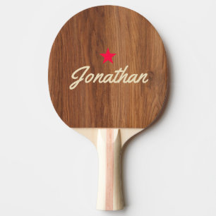Pala De Ping Pong Madera de Roble Rojo Estrella Vintage Firma