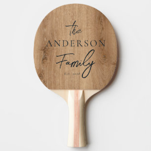 Pala De Ping Pong Madera de Teca Ligera con Nombre de Familia Escrit