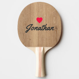 Pala De Ping Pong Madera de Teca Ligera Corazón Vintage Firma