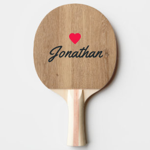 Pala De Ping Pong Madera de Teca Ligera Corazón Vintage Firma