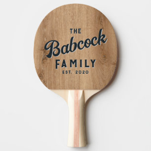 Pala De Ping Pong Madera de Teca Ligera Nombre de Familia y Año Retr