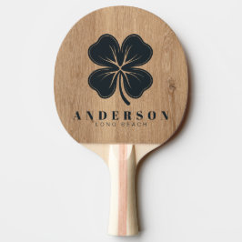 Pala De Ping Pong Madera de Teca Ligera Trébol de Cuatro Hojas con N