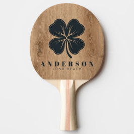 Pala De Ping Pong Madera de Teca Ligera Trébol de Cuatro Hojas con N