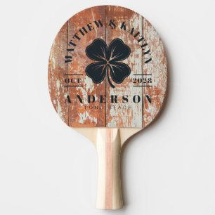 Pala De Ping Pong Madera desgastada de granero Cresta de boda del tr