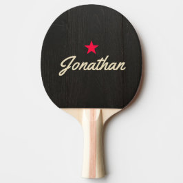 Pala De Ping Pong Madera Negra Oscura Firma Estrella Vintage