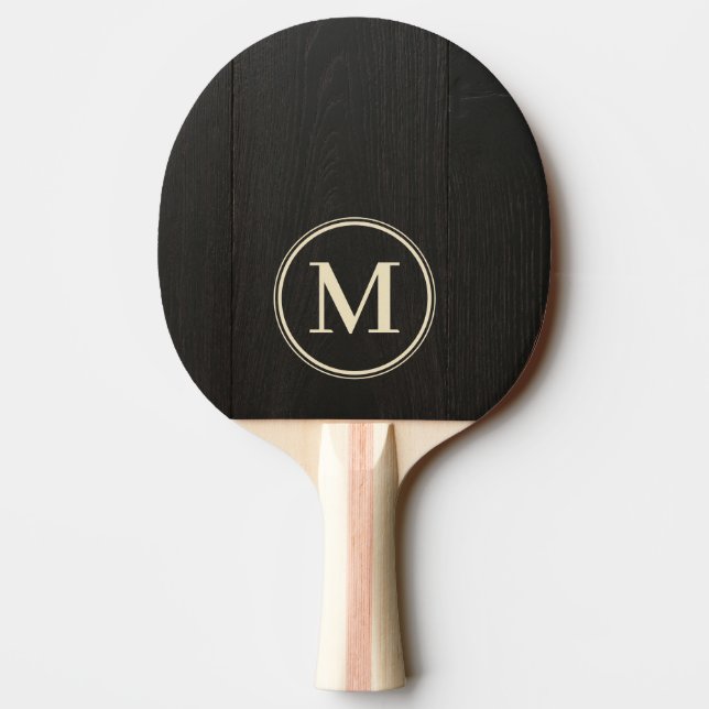 Pala De Ping Pong Madera Negra Oscura Monograma (Reverso)
