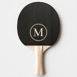 Pala De Ping Pong Madera Negra Oscura Monograma
