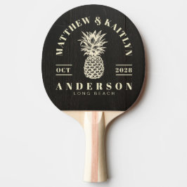 Pala De Ping Pong Madera Negra Oscura Piña Tropical Boda