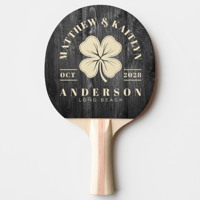 Pala De Ping Pong Madera Oscura Deteriorada por el Clima Círculo de  (Anverso)