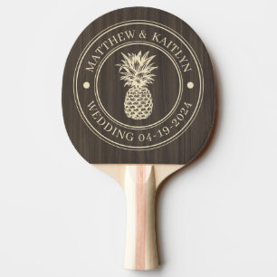 Pala De Ping Pong Madera oscura moderna Nombres de boda de piña