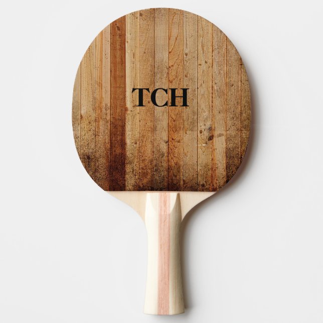 Pala De Ping Pong Madera Personalizada Rústica País Marrón Negro  (Anverso)