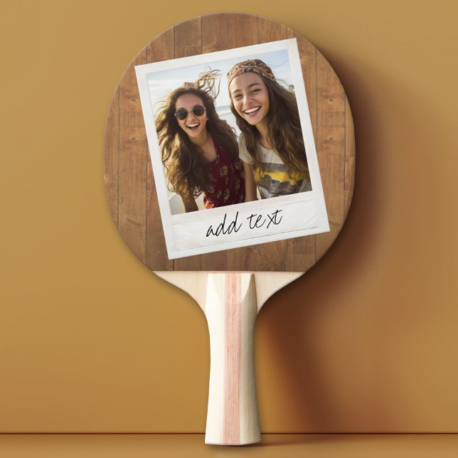 Pala De Ping Pong Madera rústica con marco de foto cuadrado (Custom Pink Pong Paddle)