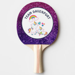 Pala De Ping Pong Madre y bebé Unicornio Tema mágico