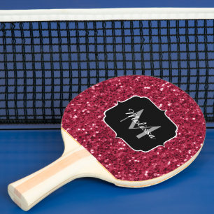Pala De Ping Pong Magenta rojo oscuro aguijón negro espuma Monograma