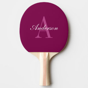 Pala De Ping Pong Magenta Rojo, Rosa y Blanco Elegante Nombre y Mono