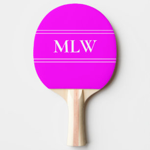 Pala De Ping Pong Magenta simple y monogramado blanco