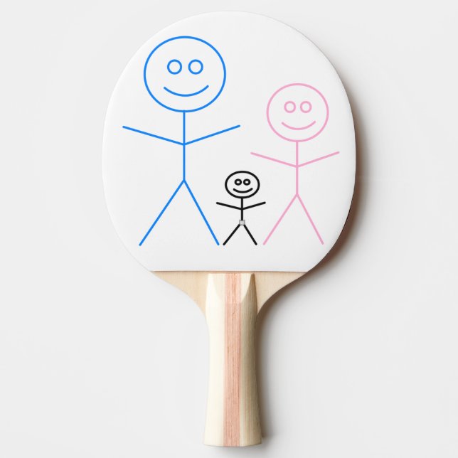 Pala De Ping Pong Mamá Papá y bebé en el dibujo de personas con palo (Anverso)