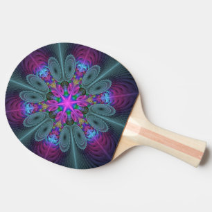 Pala De Ping Pong Mandalá desde el centro Arte fractal colorido con 