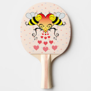 Pala De Ping Pong Manosee las abejas con diseño de los corazones