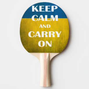 Pala De Ping Pong Mantén la calma y sigue adelante emblema ucraniano