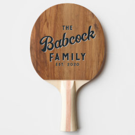 Pala De Ping Pong Maple Wood Retro Family Name & Year