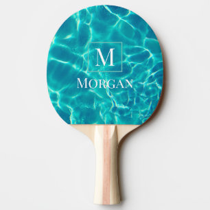 Pala De Ping Pong Marco de monograma y nombre personalizado blanco y