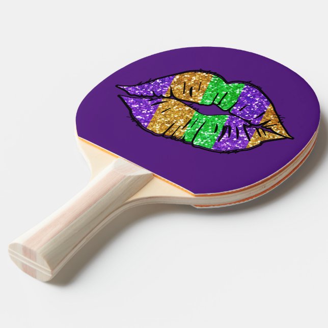 Pala De Ping Pong Mardi Gras Kiss Ping Pong Paddle (Ángulo frontal)