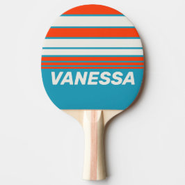 Pala De Ping Pong Marea del Atardecer Retro Horizonte con Franjas y 