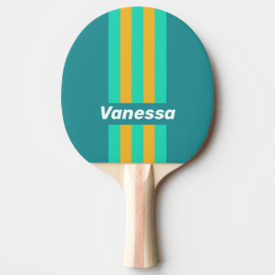 Pala De Ping Pong Mares Iluminados por el Sol con Franjas y Nombre