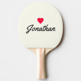 Pala De Ping Pong Marfil y Negro Cálido Corazón Vintage Firma