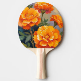 Pala De Ping Pong Margaritas Doradas | Flores Acuarela Floral