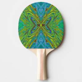 Pala De Ping Pong Mariposa abstracta azul y chartreuse alucinante