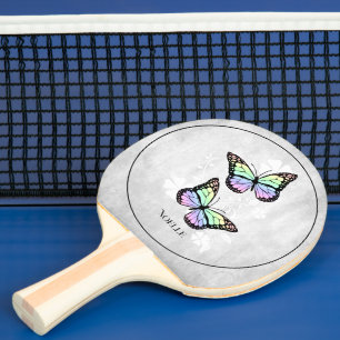 Pala De Ping Pong Mariposa arcoiris Floral Ping Pong Paddle