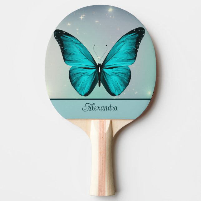 Pala De Ping Pong Mariposa azul personalizada (Anverso)