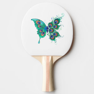 Pala De Ping Pong Mariposa con plumas de pavo real verde
