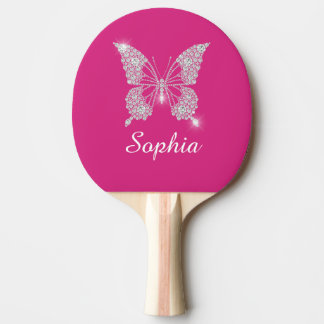 Pala De Ping Pong Mariposa de Diamante Blanco, Nombre de Letra, Fucs