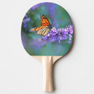 Pala De Ping Pong Mariposa monarca en la flor de lilo púrpura