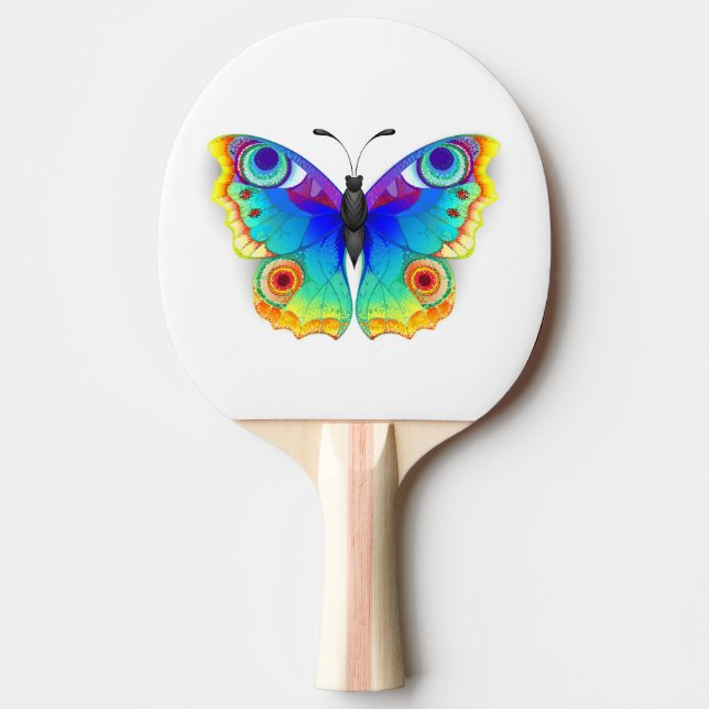 Pala De Ping Pong Mariposa Pavo Real Ojo de Arcoíris (Anverso)