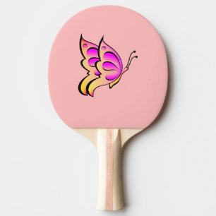 Pala De Ping Pong mariposa rosa - añadir nombre