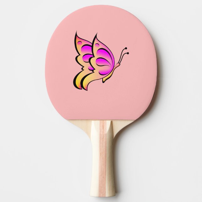 Pala De Ping Pong mariposa rosa - añadir nombre (Anverso)