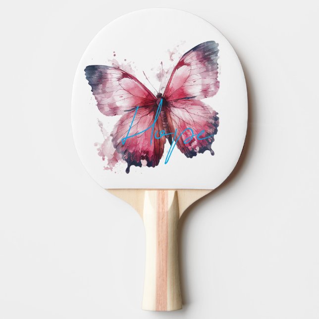 Pala De Ping Pong Mariposa rosa de esperanza inspiradora (Anverso)