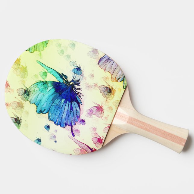 Pala De Ping Pong Mariposas acuarelas Ping Pong Paddle (Reverso)