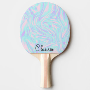 Pala De Ping Pong mármol blanco púrpura azul rosado colorido