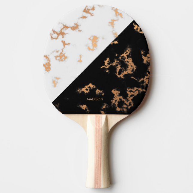 Pala De Ping Pong Mármol blanco y negro (Anverso)