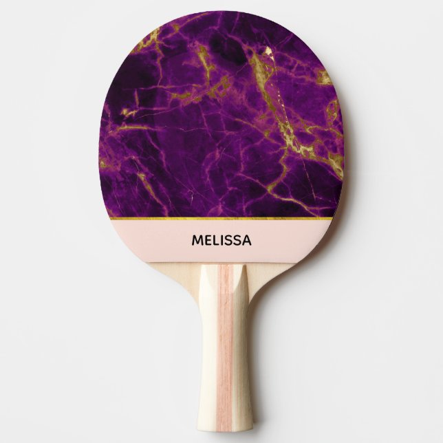 Pala De Ping Pong Mármol morado y dorado moderno (Anverso)