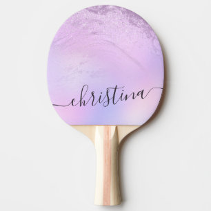 Pala De Ping Pong Mármol purpurina violeta elegante y moderno
