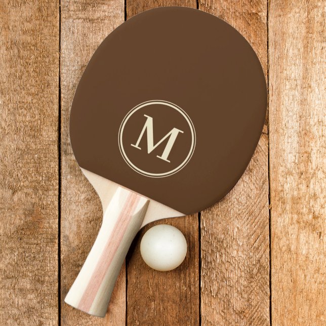 Pala De Ping Pong Marrón Profundo Bosque Sólido Monograma (Subido por el creador)